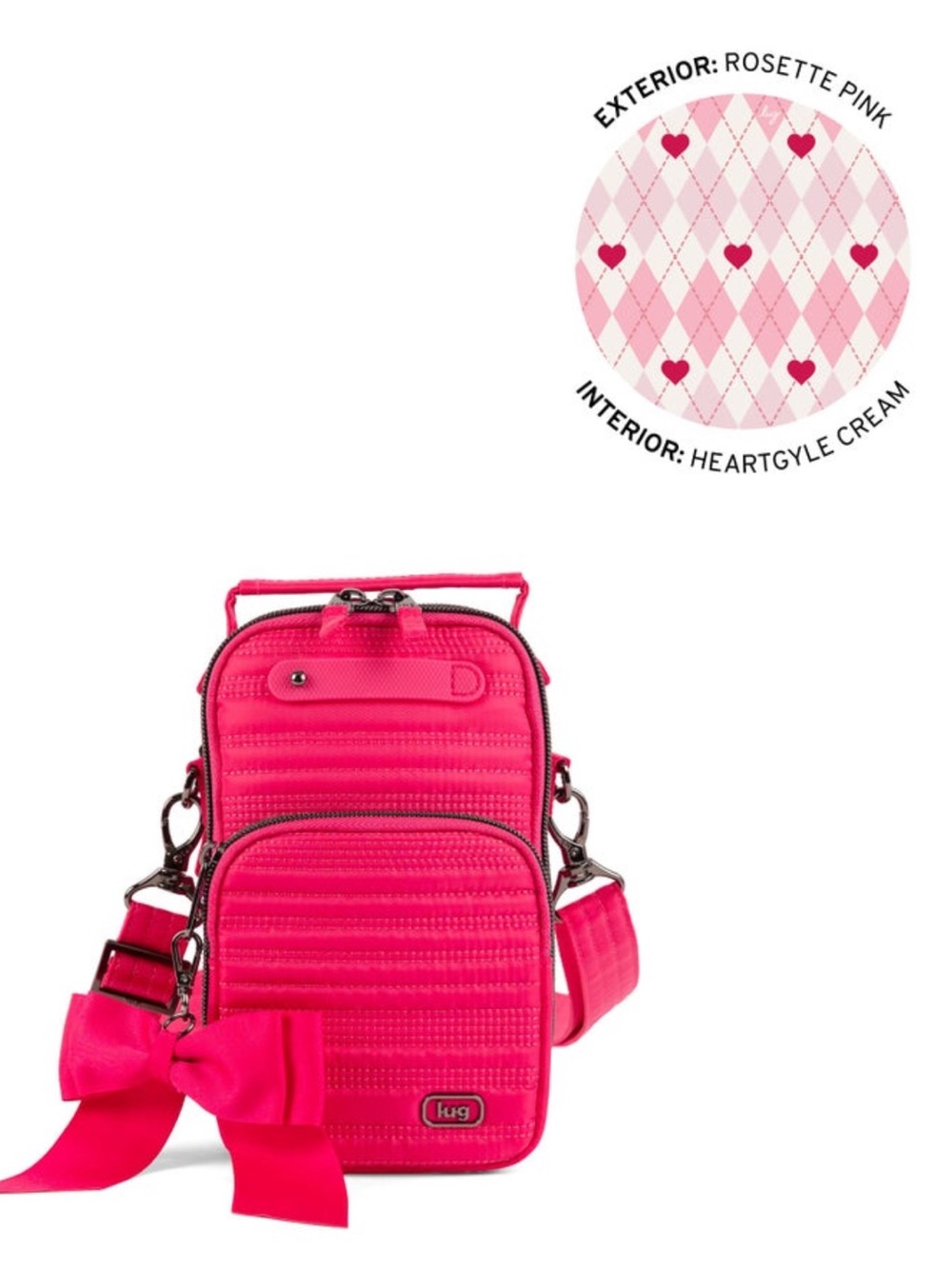 Lug Skeeter Mini Bridge Love Convertible Crossbody with Bow Rosette Pink